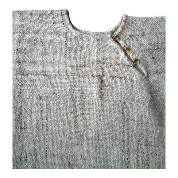 Handwoven by Gretchen one of one top shoulder button close tan cream size S - Picture 11 of 16
